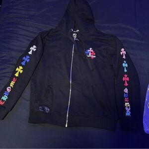 Chrome Hearts Black Hoodie with Colorful Accents
